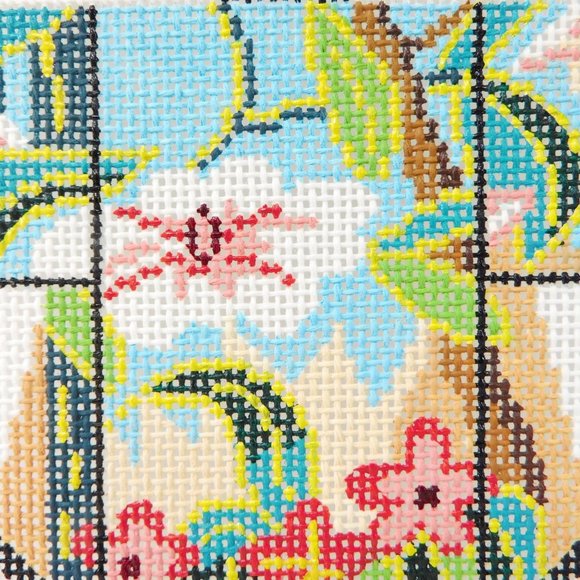 Lee Designs Japanese Flower Petite Kimono Needlepoint Canvas Hand Painted 18ct - Picture 3 of 4